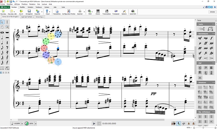 Capture d'écran principal de Crescendo Logiciel de notation