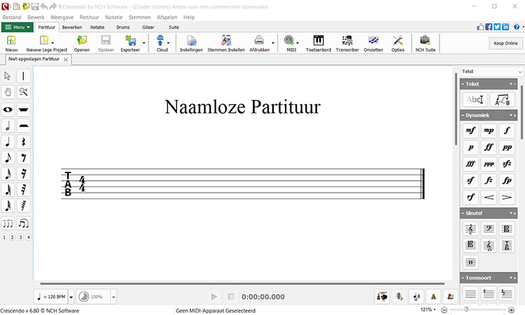 Crescendo Music Notation Software hoofdvenster screenshot