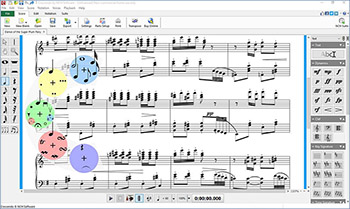 Captura de tela do Crescendo Software de Notação de Música