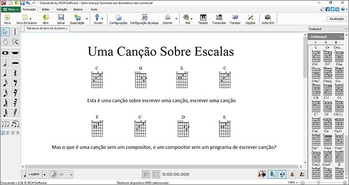 Captura de Tela do Crescendo Software de Notação de Música do Recurso de Exibição de Escala