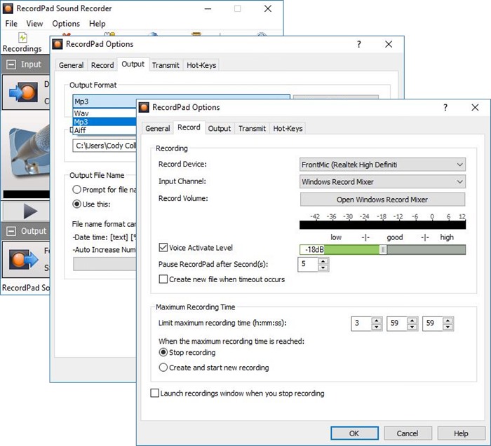 RecordPad Professional Sound Recording Software Screenshots