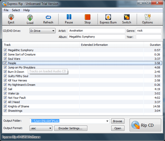 Express Rip Free CD Ripper screenshot