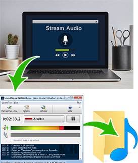 Logiciel d'enregistrement audio en streaming, enregistrez l'audio joué sur votre ordinateur/haut-parleurs.