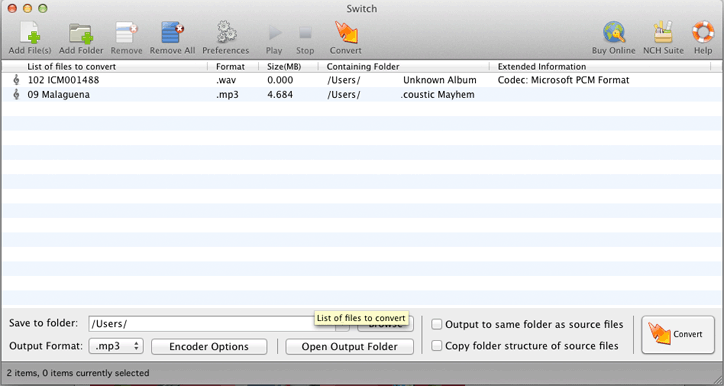 Free Mac MP3 file format converter software.