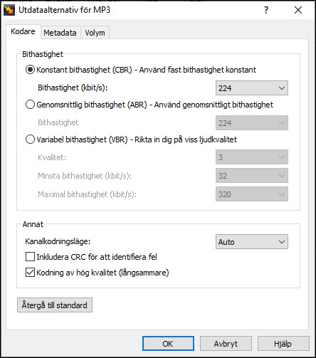 Switch MP3-kodare Alternativ