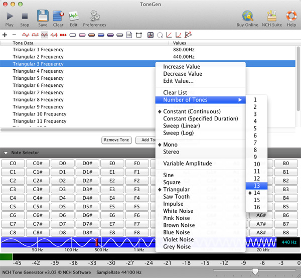 ToneGen Tone Generator for Mac