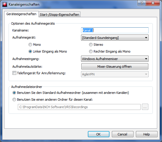 VRS Kanaleigenschaften