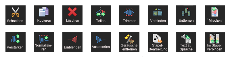 Liste der Audiowerkzeuge und Funktionen