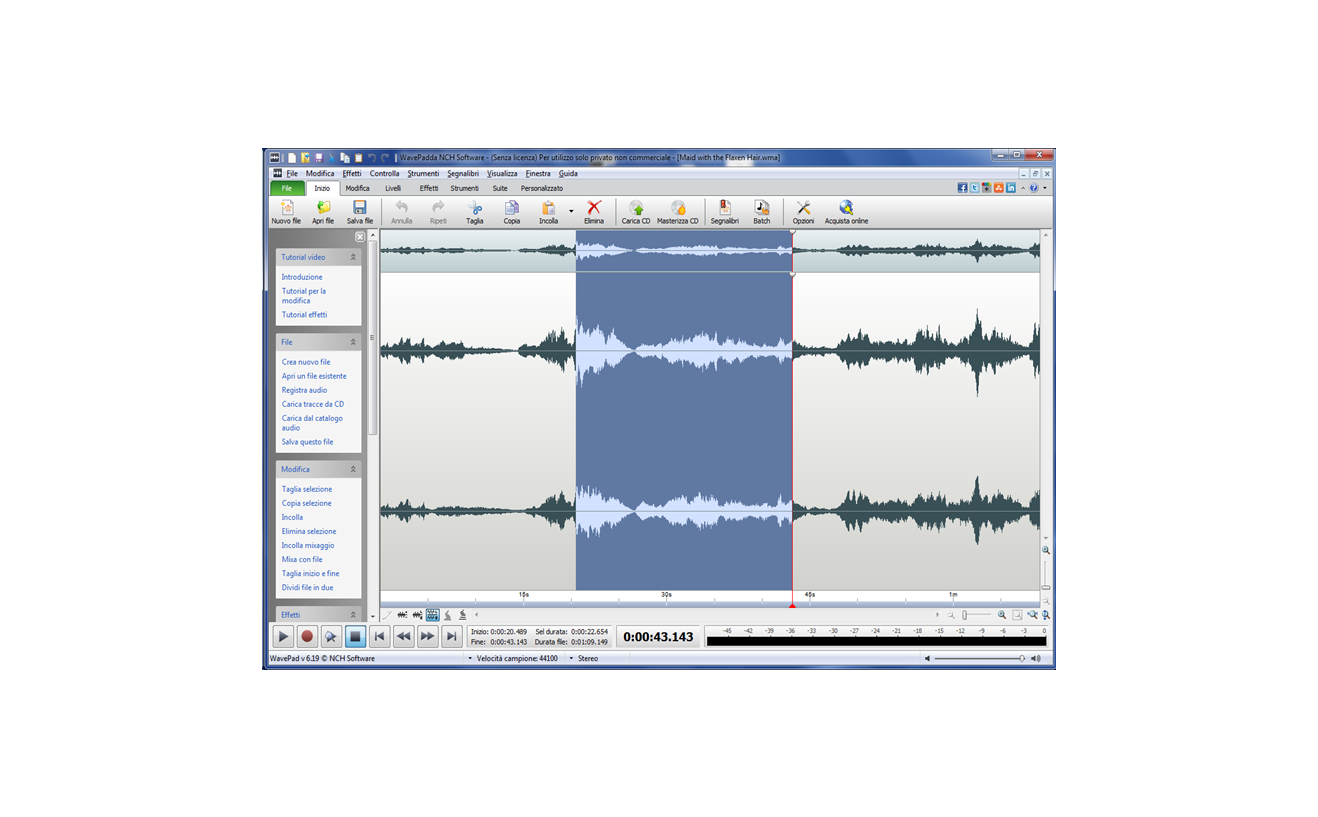 Wavepad - Software di editing audio gratuito 19.26 full