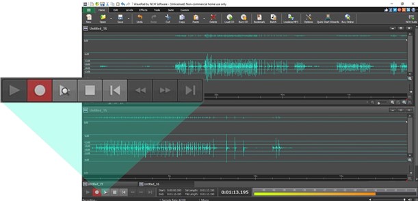 WavePad include un registratore di audio, di suoni e di voci.