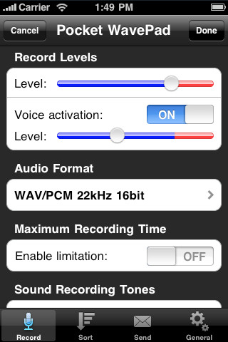 WavePad incluye una grabadora para la grabación de la voz, sonidos y audio.