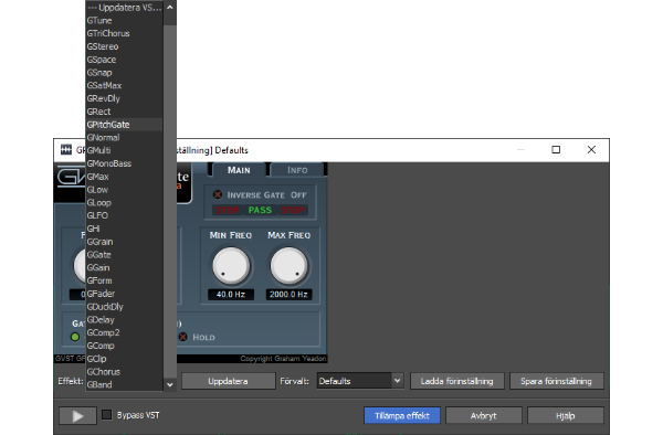 VST-plugins fönstret